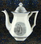 Click to view larger image of Courtship Of Miles Standish Tall Teapot Coffeepot Sterling USA Antique (Image2)