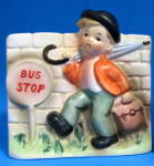 Hummel Style German Planter Boy With Umbrella Vintage