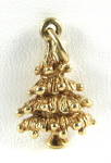 Charm 14kt Gold Christmas Tree Holiday Tree 3 Dimensional 1950s