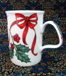 Christmas Ribbon Mug Roy Kirkham Ribbons Holly Bone China