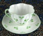 Click to view larger image of Shelley Dainty Shamrock Cup And Saucer Vintage English Bone China (Image2)
