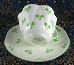 Click to view larger image of Shelley Dainty Shamrock Cup And Saucer Vintage English Bone China (Image5)