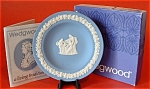 Click here to enlarge image and see more about item 1090a: Wedgwood Blue Jasperware Pin Dish Round Tray Box Mint