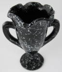 Click to view larger image of Black Spatter Glass Vase Trophy Shape Crimped Rim (Image5)