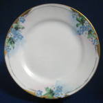 Click to view larger image of Hand Painted Plate Forget Me Nots Burnished Gold Trim (Image1)
