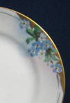 Click to view larger image of Hand Painted Plate Forget Me Nots Burnished Gold Trim (Image2)
