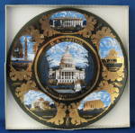 Vintage Washington DC Souvenir Plate Glass Gold In Box