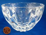 Signed Kosta Bowl Crystal Leaf Pattern Clear 3 Inches