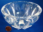 Click to view larger image of Signed Kosta Bowl Crystal Leaf Pattern Clear 3 Inches (Image2)
