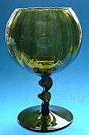 Avocado Art Glass Compote Barley Twist Stem Retro