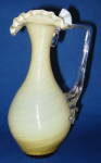 Cased Art Glass Pitcher English Victorian Ruffled Top