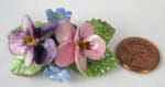 Brooch Pin Bone China Pansies Hand Made Staffordshire