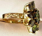 Click to view larger image of Ring 14kt Tourmaline Flower Cluster Dinner Ring Vintage (Image2)