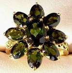 Click to view larger image of Ring 14kt Tourmaline Flower Cluster Dinner Ring Vintage (Image3)
