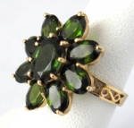 Click to view larger image of Ring 14kt Tourmaline Flower Cluster Dinner Ring Vintage (Image4)