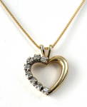 Click here to enlarge image and see more about item 1644: 14 kt Gold Diamond Heart Necklace 8 Diamonds 14kt Gold Chain
