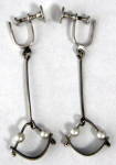 Sterling Silver Dangle Earrings Stirrup Pearls Modern Hand Made