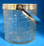 Ice Bucket Faceted Lead Crystal Silver Fittings Waffle