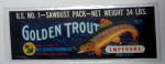 Click here to enlarge image and see more about item 2056: Fruit Crate Label Original Golden Trout Grapes Fly Fish