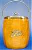 Click here to enlarge image and see more about item 2065: Tea Caddy Wooden Chrome Barrel England Art Deco