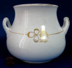 Antique Tea Leaf Sucrier Gold Clover Sugar Mid Victorian Ironstone