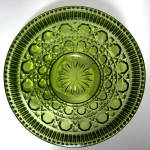 Vintage Avocado Green Pressed Glass Windsor Fruit Bowl
