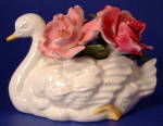 Click here to enlarge image and see more about item 2150a: Swan Flower Bone China Paperweight Posy Vintage Thorley