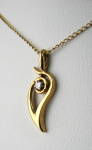 Diamond Teardrop Necklace 14kt Gold Retro USA 1960s