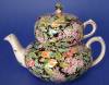 Click here to enlarge image and see more about item 2414: Vintage Chintz Teapot Black Beauty Nelson Stacking