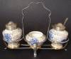 Click here to enlarge image and see more about item 2521: Cruet Set Open Salt Pepper Mustard Chintz
