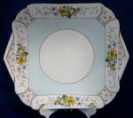 Shelley Cake Plate Vogue Mode Shape Floral Blue Enamel