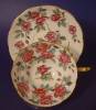 Click here to enlarge image and see more about item 2587: English Tea Cup and Saucer Art Deco Hand Painted Roses