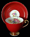 Shelley England Cup and Saucer Maroon With Rose Ripon
