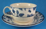 Click to view larger image of Cup And Saucer Blue And White Strawberry Vines England (Image1)