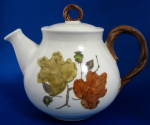 Large Teapot Woodland Gold Metlox Poppytrail Leaves Acorns