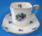 English Teacup and Saucer Flower Handle Royal Stafford