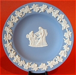 Click here to enlarge image and see more about item 2986a: Plate Wedgwood Blue Jasper Jasperware Dish Cherub Mask