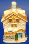 Click to view larger image of Christmas House Tea Caddy Canister Ceramic Cute Snowy Cottage (Image3)