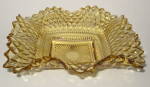 Amber Glass Diamond Ruffled Square Candy Dish Federal