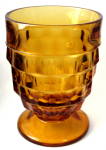 Click to view larger image of Whitehall Footed Tumbler Indiana Glass 10 Oz Gold Retro (Image1)