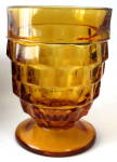 Click to view larger image of Whitehall Footed Tumbler Indiana Glass 10 Oz Gold Retro (Image2)