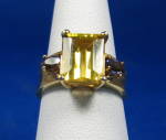 Click to view larger image of Ring Genuine Yellow Heliodorite Tanzanites 10kt Gold USA Retro (Image3)