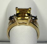 Click to view larger image of Ring Genuine Yellow Heliodorite Tanzanites 10kt Gold USA Retro (Image5)