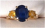 Click here to enlarge image and see more about item 3172: Ladies Ring 14kt Vintage Genuine Sapphire Citrines