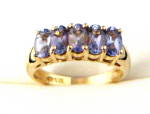 Ladies Ring 14kt Vintage 5 Stone Tanzanite Lovely Cross Finger Band