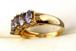 Click to view larger image of Ladies Ring 14kt Vintage 5 Stone Tanzanite Lovely Cross Finger Band (Image2)