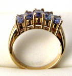 Click to view larger image of Ladies Ring 14kt Vintage 5 Stone Tanzanite Lovely Cross Finger Band (Image3)