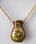 Click here to enlarge image and see more about item 3208da: Necklace Cloisonne Enamel Urn Pendant With Chain Floral