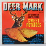Click here to enlarge image and see more about item 3221: Fruit Crate Label Original Deer Mark Sweet Potatoes