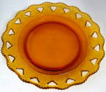 Amber Glass Dinner Plate Lacy Diamond And Heart Kemple